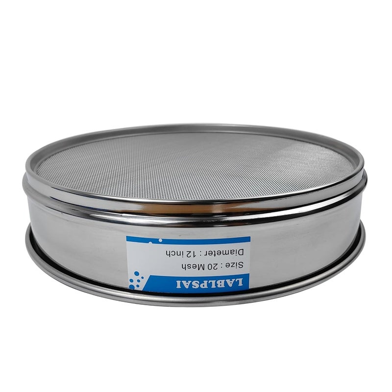 LABLPSAI 20 Mesh Lab Sieves 12" Diameter 304 Stainless Steel Wire Cloth Test Sieve for Industrial Laboratory Home - Image 2
